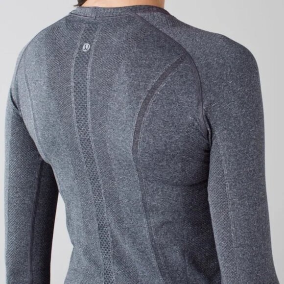 Lululemon Swiftly Tech Long Sleeve Crew- Heathered Black- Size 6 - Picture 5 of 11